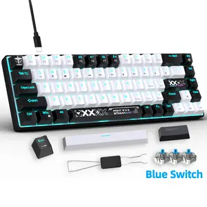 60% Mechanical Gaming Keyboard Game Mechanical Keyboard With Blue Switches Hot Swappable Keyboard Portable 68 Key Percent Gaming Keyboard for PC Laptop