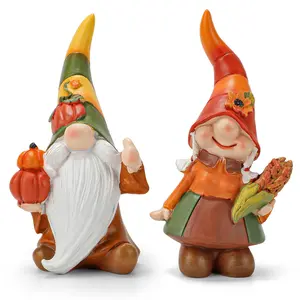 Handmade Fall Gnomes Figurine for Thanksgiving Decorations and Gifts - Indoor Table Ornaments