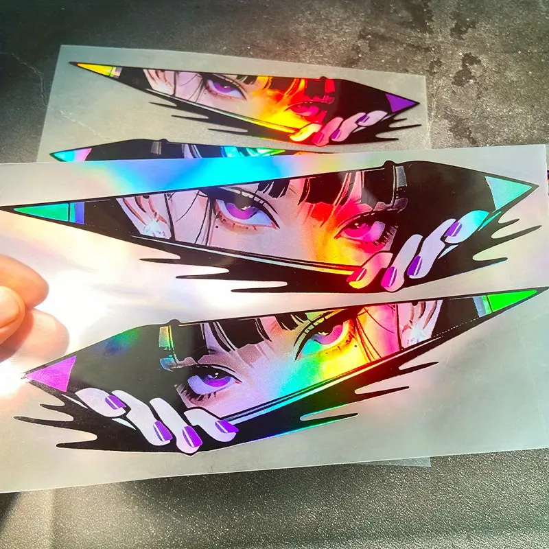 1 Pair JDM Girl's Eye Motorcycle Vehicle Stickers, Anime-themed Waterproof Vinyl Decal Stickers, Suitable for Motorcycle Fuel Tanks, Scooter Bodies, Car Windows, and Tablet Computers. It Is An Ideal Gift for Anime Fans