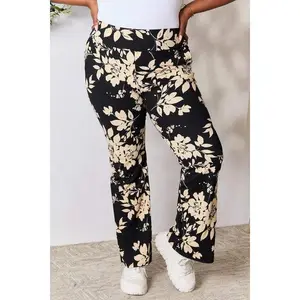 Heimish Full Size High Waist Floral Flare Pants