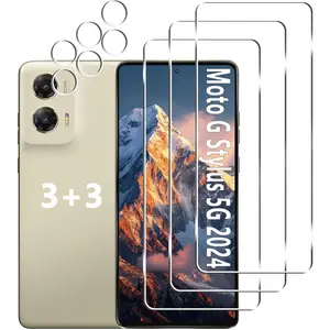 [3+3 Pack] Moto G Stylus 5G 2024 Screen Protector + Camera Lens Protector, 9H Tempered Glass, Anti Scratch, Easy Installation, Bubble Free, HD Screen Protector for Motorola Moto G Stylus 5G 2024