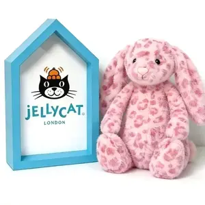 Jellycat NWT Hopscone Luxe Bunny Plush Toy Pink Leopard Print Bashful Bunny Doll