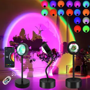 Smart Sunset Lamp DL-LRD-16RGB Night Light Projector with APP Remote Control LED Lights for Room Decoration Photography Birthday Gift - Aluminium, USB Powered, 5W, 1.5m Cord, 4 Color Filters, Bluetooth Control