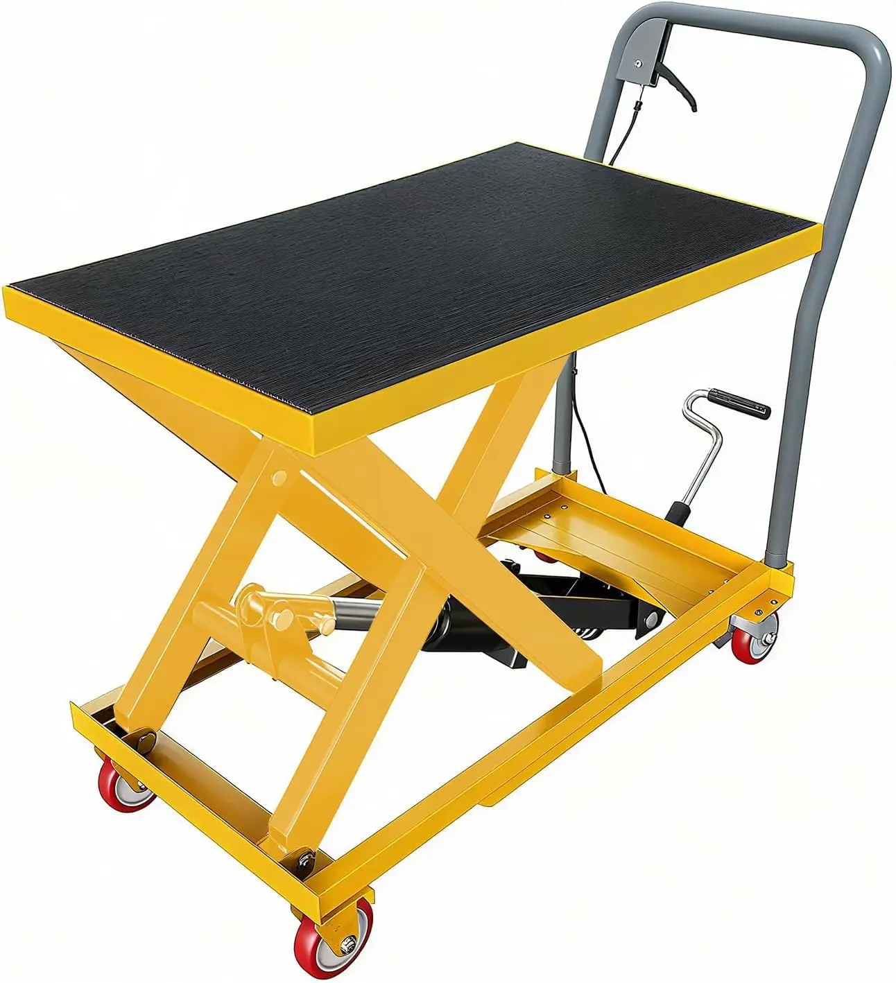 Garvee Upgraded Hydraulic Lift Table Cart, 1100lbs Capacity 32" Lifting Height, Single Scissor Lift Table with Non-Slip Pad for Material Handling & Transportation (Yellow, 1100LBS-Single Scissor)