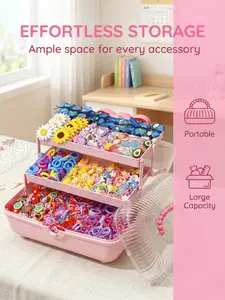 1261 items - Girls' hair accessory gift set, including a storage box, featuring over 100 styles such as flower hair clips and colorful cartoon hair bands, suitable for daily use. Perfect gift for any occasion.