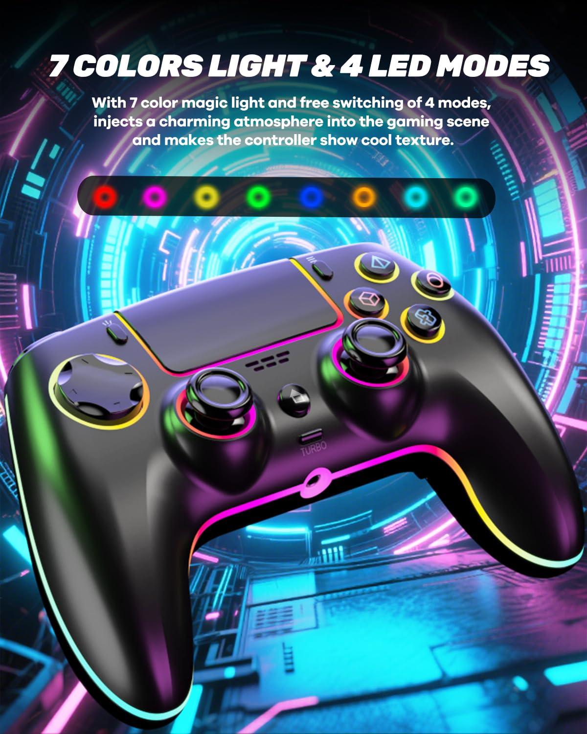 Wireless Hall PS5/PRO No Stick Drift Controller for PS5, PC, Mac, Steam Deck & Mobile - Bluetooth 5.0 Gamepad with Hall Effect Sticks, Touchpad, 6-Axis Gyro, Turbo,3.5mm Jack & Charging Cable