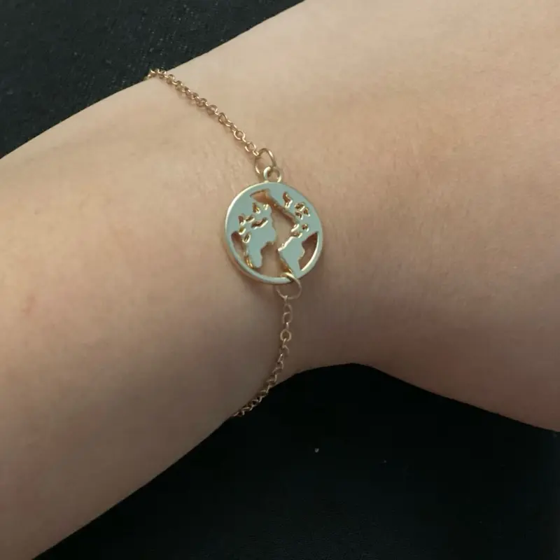 Stainless steel world charm bracelet