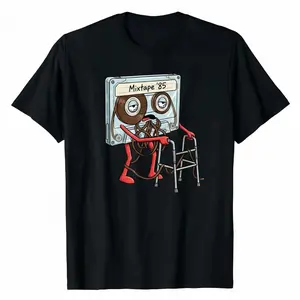 85 funny cassette T-shirts, retro music lovers T-shirts, mixed tape hip-hop street clothes, soft breathable casual shirts for men and women, round neck and short sleeves for men.
