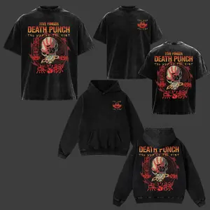 The Way Of The Fist Anniversary Five Finger Death Punch T-Shirt & Hoodie Washed Retro 5FDP Metal Heavyweight Cotton Tee Babymetal Unisex Oversized Rock Band Graphic Tee, Rock Music Lover Merch, Vintage Band Shirts Casual Comfort Cotton Fabric Fit Top