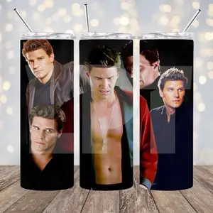 Angel 20 oz Tumbler Drinkware Cup Lid Straw Water Bottles Buffy Vampire Slayer BVS David Boreanaz Insulated Beverage tumbler skinny Gothic Gift scary