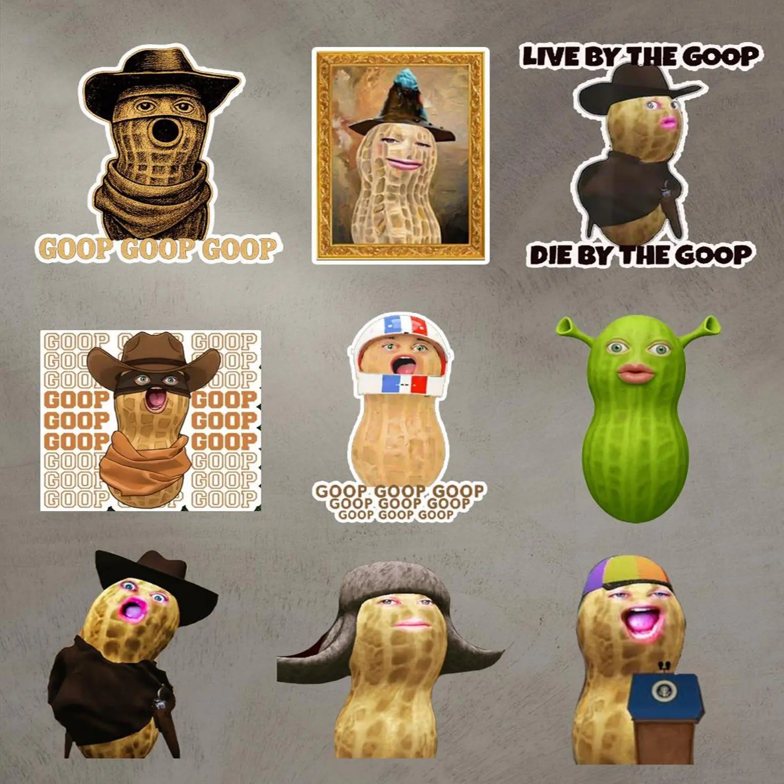 The Burnt Peanut GOOP Sticker, Live By The Goop Die By The Goop Sticker, Trending Gift, Funny Meme Sticker