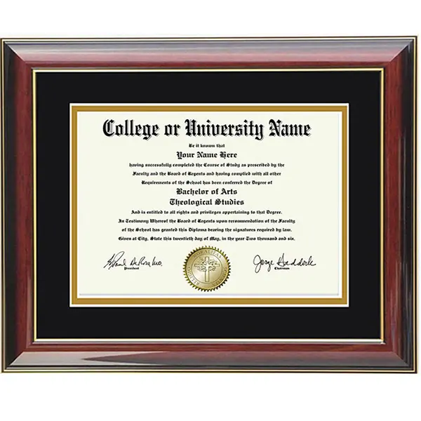 Traditional Wooden Diploma Picture Frame - Customizable Colors and Sizes