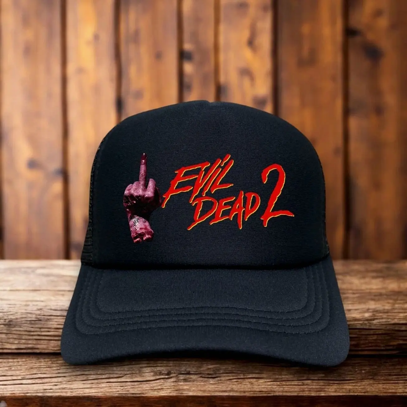 Cult Horror Movie Graphic Trucker Hat, Vintage 80s Style Adjustable Snapback Baseball Cap for Men, Classic Retro Mesh Hat