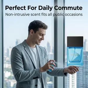 Fresh Ocean Woody Long‑Lasting Masculine Fragrance, Sleek Blue Square Bottle Design, Ideal for Daily Wear, Dating & Business Use, Viral Affordable Designer Dupe, Perfect Gift for Him, Clean Cool Scent to Boost Confidence
