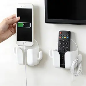 2-Piece No-Drill Adhesive Wall Mount Shelf, Stylish Plastic Storage Rack for Bedroom Living Room Kitchen Home Organization