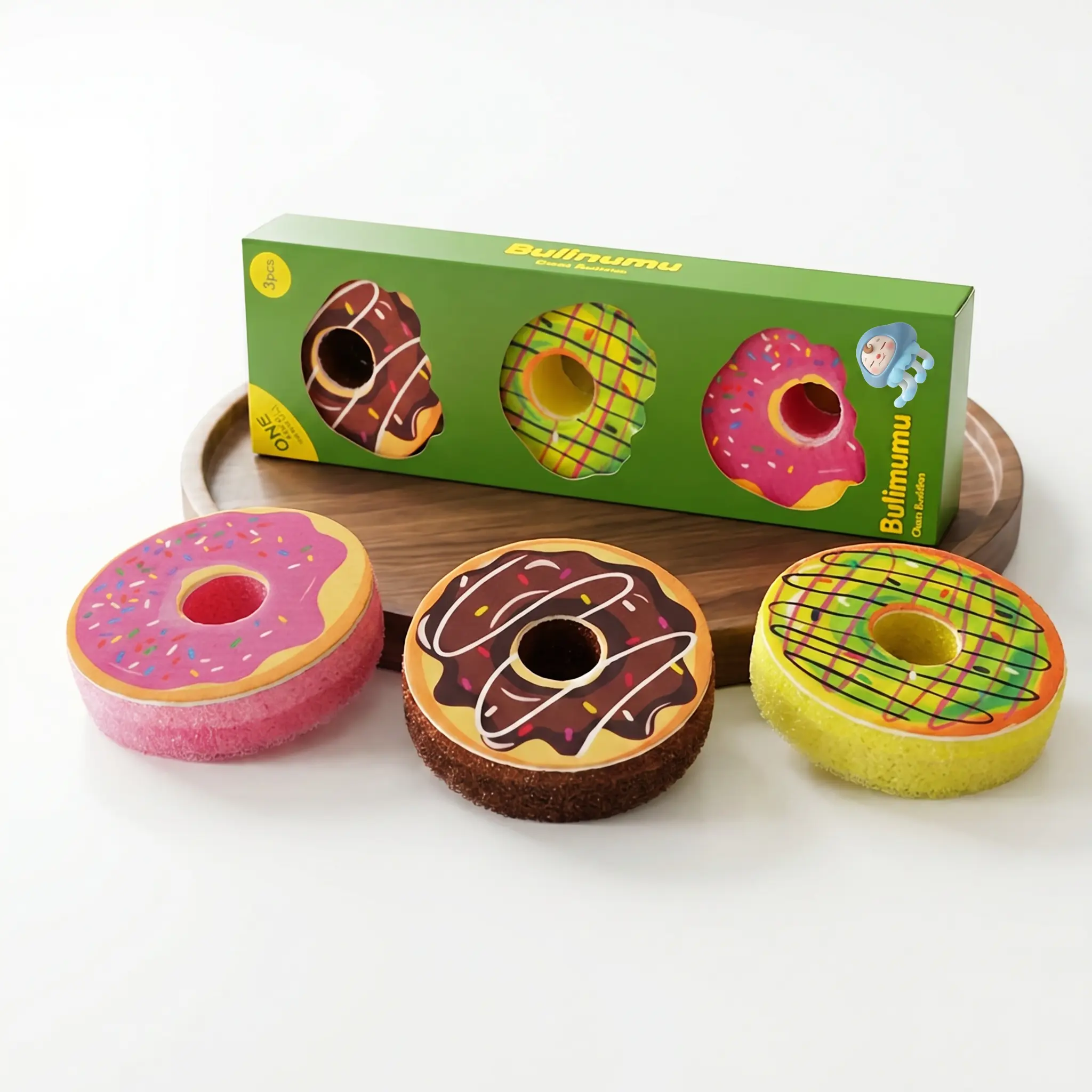 Bulimumu Donut-Shaped Cleaning Sea Sponge Magic Sponge household cleaning sponge Double-Sided Dish Scrubbing Sponge