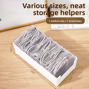 Collapsible Cable Management Storage Box - Foldable Cord Organizer for Desk Drawers, Large Home Organizer Case for Cords and Small Items