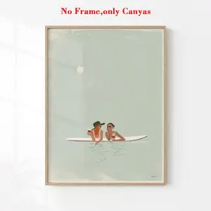 1Pc, wall art, vintage poster, oul surfer style art print, summer beach simple canvas painting, unique and creative wall aesthetic decoration, perfect decoration for living room and bedroom, frameless, Unframed painting