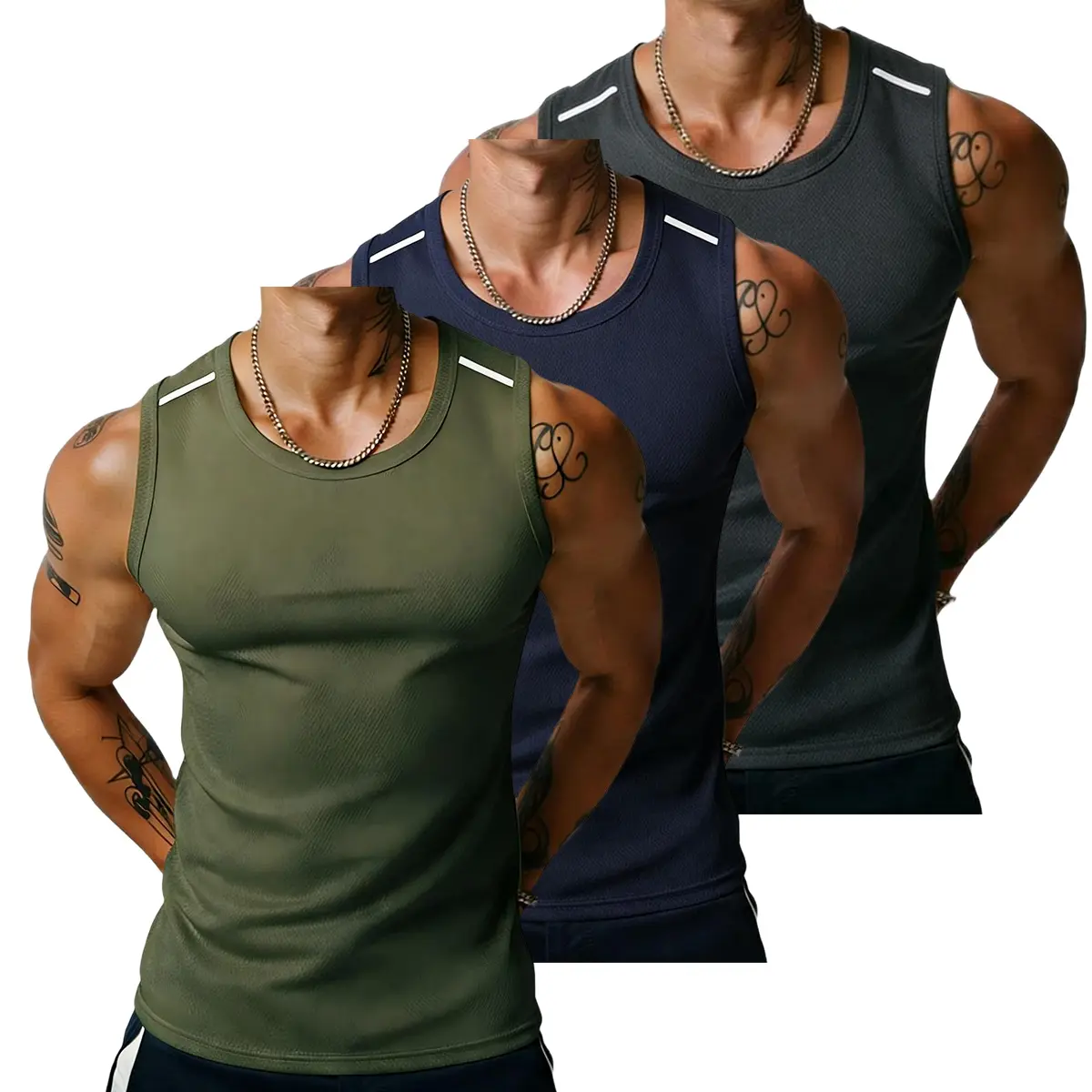 Military Green + Blue + Dark Gray