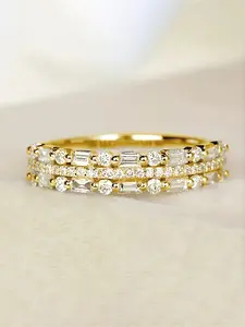 1pc Cute Cubic Zirconia Double Layered Ring For Women For Wedding Engagement Anniversary Jewelry Valentine's Day Gift