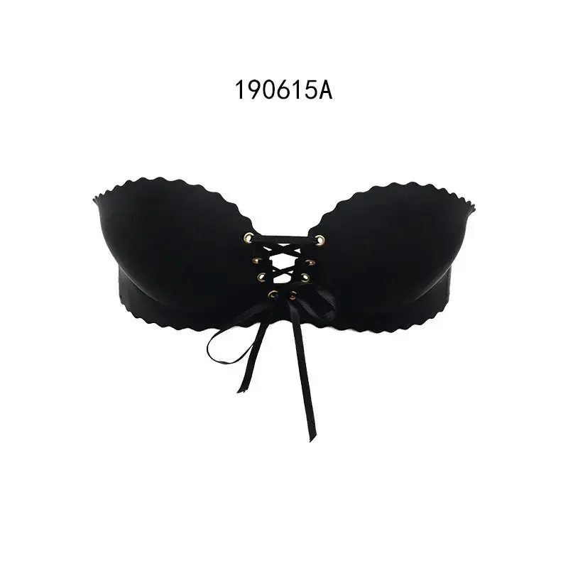 Elegant Strapless Lift Push-up Bra 190615A Black Lingerie for Women Asian Style Bridal Essential Dress Piece Womenswear Day