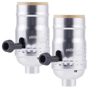 Power Gear 3-Way Lamp Socket, Nickel, 2 Pack