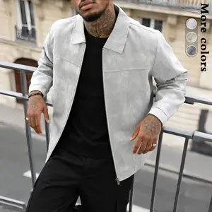 Men's Lightweight Casual Jacket with Zipper Closure Retro Menswear Lapel Coat Full-Body Tie-Dye Print Single-Button Cuffs Available in Light Gray Black Bean Green Suitable for Daily Leisure Business Trips and Formal Occasions