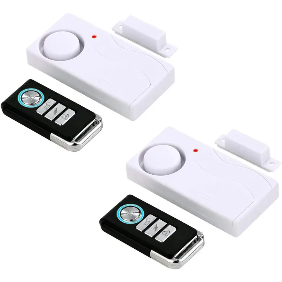 2-Pack Wireless Home Security System Alarms with Remote Control, Door Sensor, Batteries, Kids Safety Solution for Apartment, Bedroom