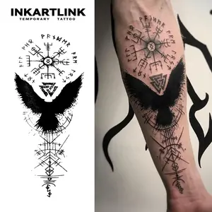 INKARTLINK magic art tattoo 2 pieces,Crow Mark ,waterproof, semi-permanent, long-lasting, temporary, simple fake stickers,for party