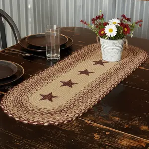 Bedford Burgundy Tan Star Table Runner