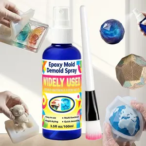 3.5 Oz/100ML Epoxy Resin Mold Release Spray with Brush, Fast-Drying Mold Release Agent for Concrete, Gypsum, Candle Molds, Resin Casting Aid