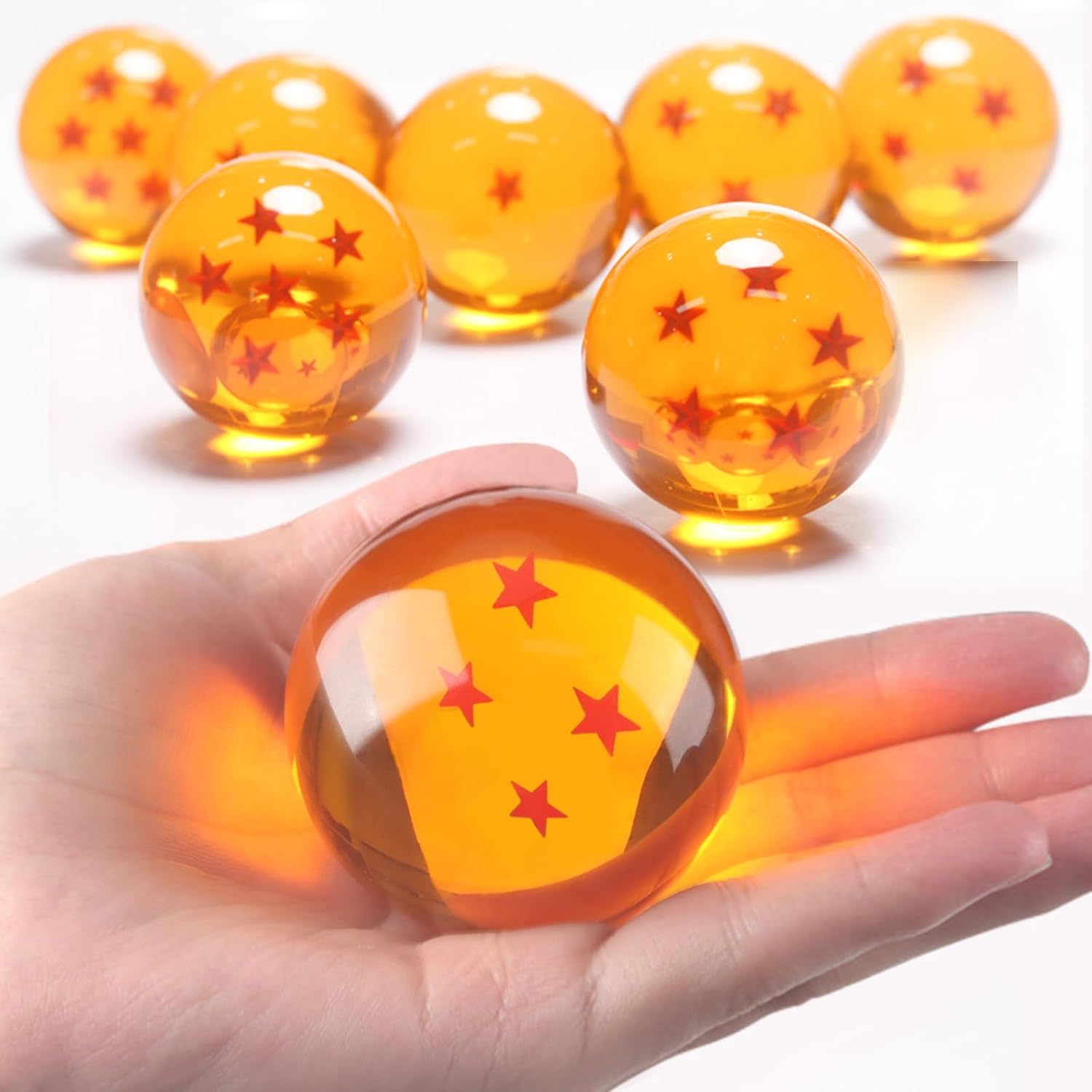 DBZ seven-star crystal ball set-seven 4.3cm transparent ball gift boxes, suitable for home decoration collection & ideal for Valentine's Day, Christmas and holiday party gifts-multi-functional.