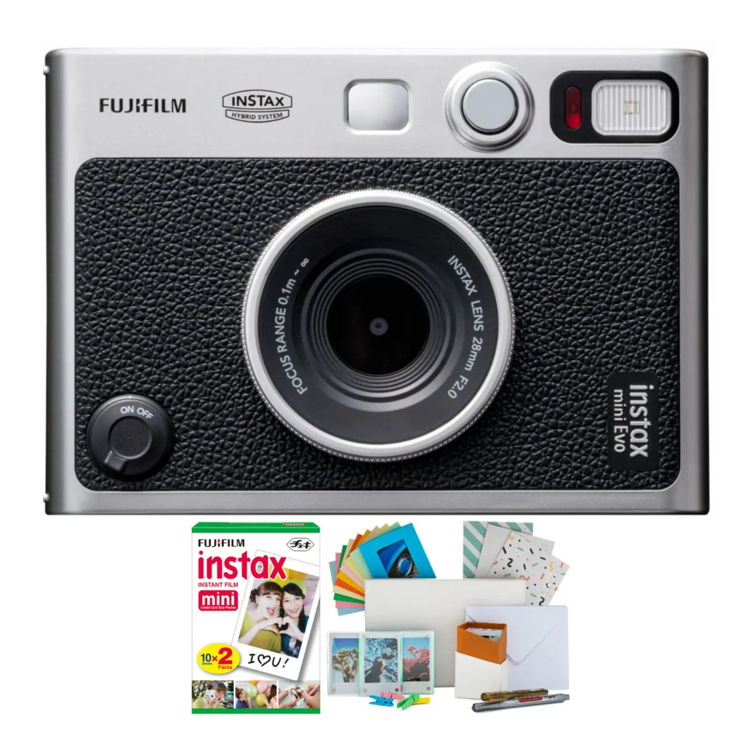 Fujifilm Instax Mini EVO Instant Camera with Instax Mini Twin Film Pack Bundle