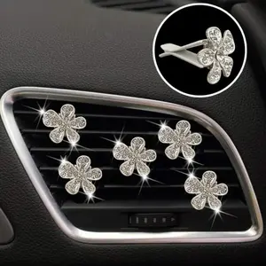 Rhinestone Decor Car Air Vent Decoration, Car Air Outlet Decorative Flower, Car Interior Accessories for Women and Girls, Girly Car Accessories, Car Interior Ornaments
