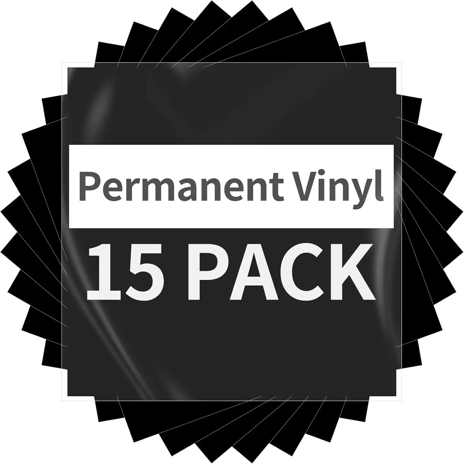 Black Permanent Vinyl - 15 Sheets Glossy Black Adhesive Vinyl 12"x11.8", Black Permanent Adhesive Sheets for Home Decor Car Decal, Glossy & Waterproof Paper for All Cutting Machine