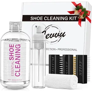 Shoe Cleaner Kit, 10 fl oz Concentrated Sneaker Cleaner with Foaming Bottle, 3 Brushes & Towel, White Shoe Cleaning Kit for Leather, Suede, Canvas, Knit, Mesh &  Materials