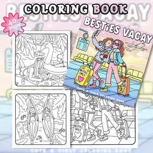 1PC BESTIES VACAY Affordable coloring book for girls and adults, clear lines for easy coloring, environmentally friendly paper material, perfect for arts and crafts, school supplies, and fall leisure or Christmas decorations.
