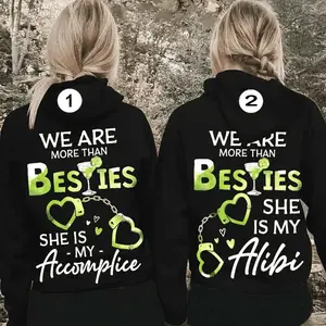 Matching Best Friend Hoodie for Couples We Are More Than Besties Graphic Fleece Pullover Unisex Hooded Sweatshirt Perfect Gift for Birthday Christmas Valentine's Day