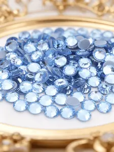 2880pcs High-Transparency Light Blue Hot Pressed Glass Rhinestones, DIY Nail Art Decorations, Perfect for Creative Nail Designers