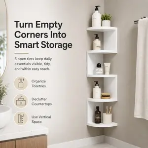 5-Tier Wall-Mounted Corner Shelf for Home | Perfect Storage Solution for Kitchen & Bathroom Corners | Organizer Hanging Shelf (DM435)