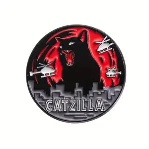 Funny “Catzilla” enamel pin