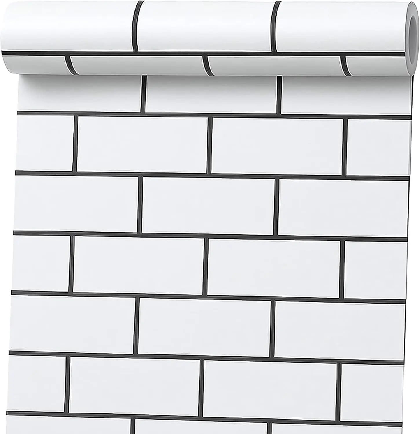 White Brick Peel and Stick Wallpaper Self Adhesive Faux Subway Tile Contact Paper Living Room Bedroom Accent Wall Removable Vinyl Film for Cabinets Renter Friendly Home Decor (17.7 x 118 Inch)