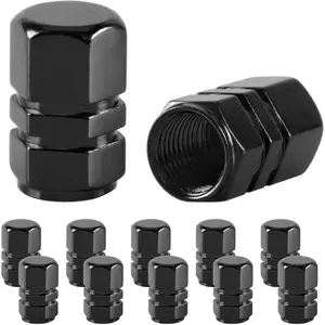 Car Tire Valve Stem Caps, 12pcs Air Caps Cover, Universal for Cars, SUVs, Bike, Trucks and Motorcycles-Black