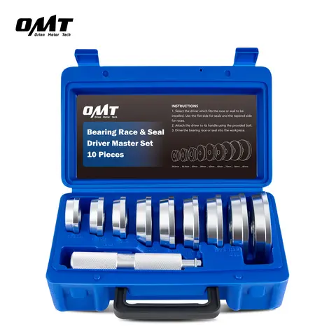 Orion Motor Tech 10PCS Bearing Race and Seal Driver Set, Heavy-Duty Aluminum Bearing Press Kit with 9 Dual-Sided Adapters, Knurled Handle and Storage Case for Automotive Axle Housing Installation