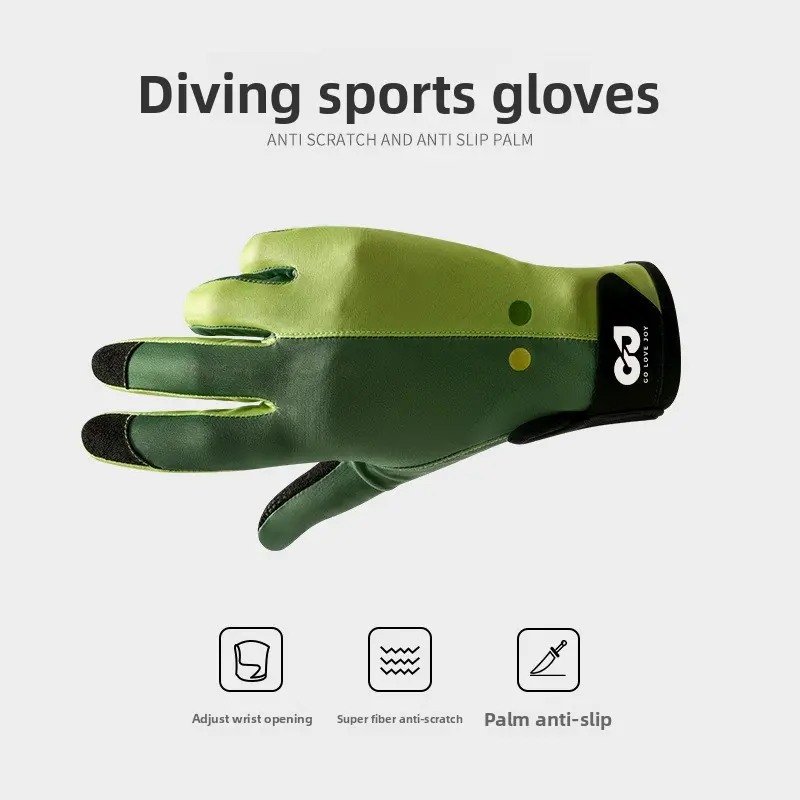 Men's Water Sports Gloves, Full Finger Microfiber with a Slip-Resistant & Wear-Resistant Palm, Adjustable Cuff for a Secure Fit, Scuba Diving Equipment, Anti-Slip, Diving Gloves, Snorkeling, Underwater Explorations