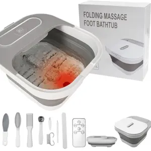 Collapsible Foot Spa Bath with Heat Massage Rollers Bubble Function Red Light Therapy Temperature Control Portable Pedicure Foot Bath