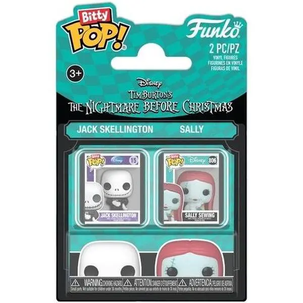 Funko Bitty POP!: The Nightmare Before Christmas New 2-Pack Collectible Figure Vinyl - Jack & Sally Action Fig, PVC Collectible Statue, 0.9in Desk Fit