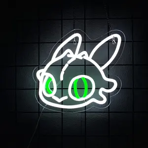 Dragon Neon Sign, LED Light for Wall Decor, Fantasy Bedroom Decor for Kids & Gamers, USB Powered, White Green