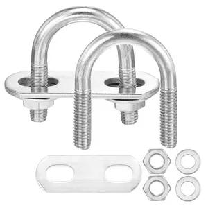 U Bolts 4 Sets (1/4"(M6) x0.86"x1.65"), Round U Bolt Kits 304 Stainless Steel with Accessories for Construction, Pipe, Trailer, Automotive, Leaf Spring Fastener