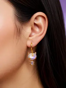 Tiger Ear Stud Earrings for Women, Cat Eye Stone Fashionable Delicate High-Quality Cute Simple Style, Elegant Jewelry Accessory